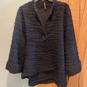 Textured IC by Connie K jacket, blk, swing style